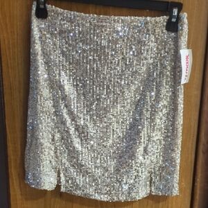 Love on a Hanger Sparkling Silver Mini Skirt